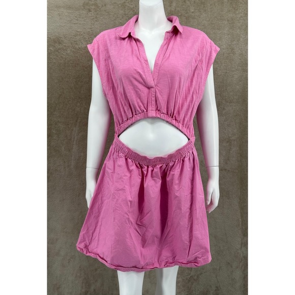 Anthropologie Dresses & Skirts - Anthropologie Dress Womens XL Pink Cutout Mini Summer Beach Vacation Pockets